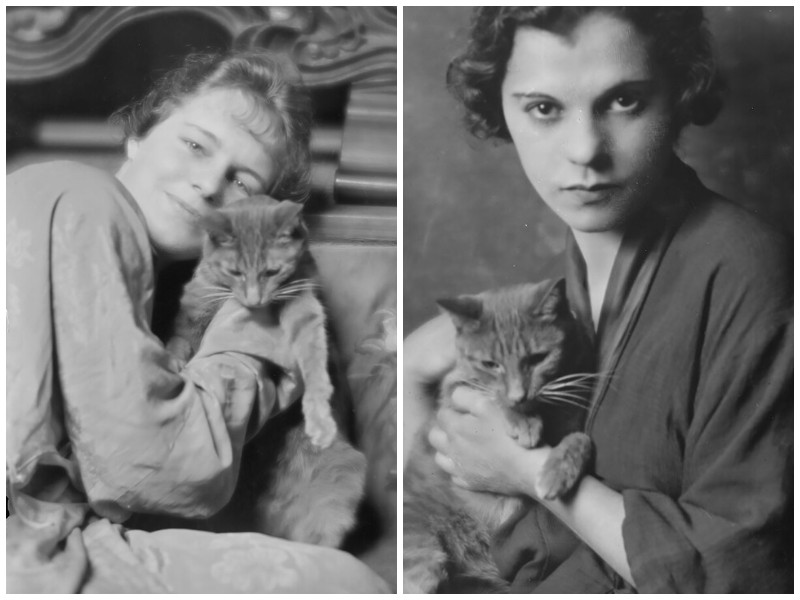 Ретро-портреты женщин с кошками от Арнольда Генте