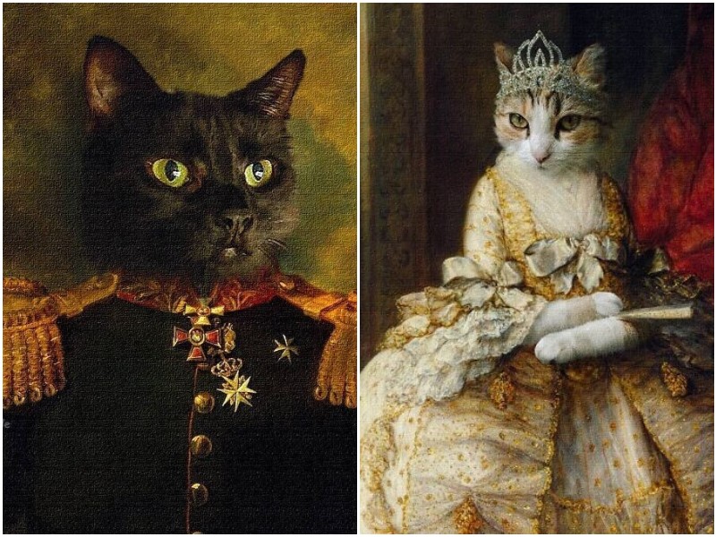 Художница делает из кошек королевских особ