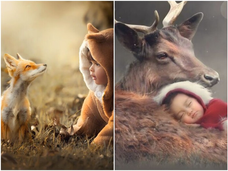 Фотограф делает волшебные снимки детей с животными