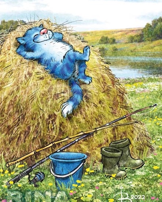 Позитивные комиксы про синих котов от иллюстратора из Минска