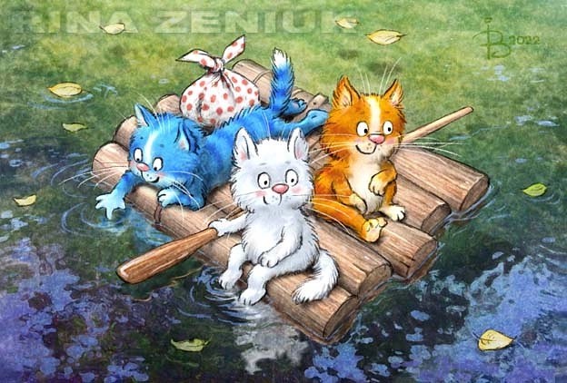 Позитивные комиксы про синих котов от иллюстратора из Минска